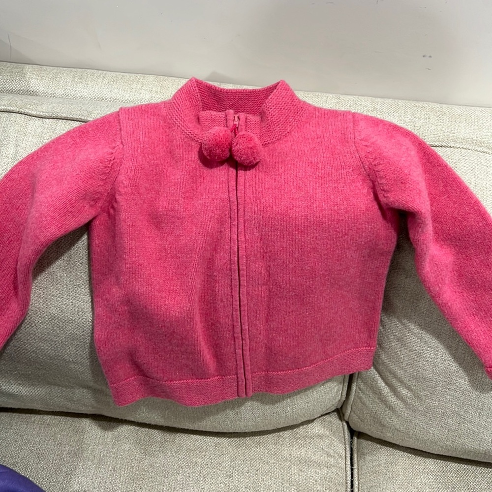 CPC Classic Prep Childrenwear pink lamb wool pom pom zip sweater jacket size 6